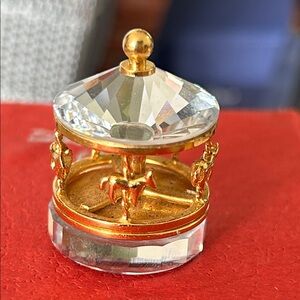 Swarovski miniature 3/4x1&1/4 incheCarousel Trinket Box with Faceted Crystal Lid